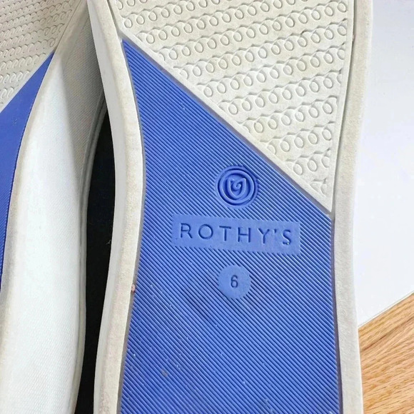 Rothy's Black Blue and White Stripes Slip On Sneakers Size 6 - Picture 6 of 9